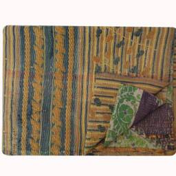 Handmade Vintage Kantha Quilt Recycled Boho Throw Blanket - 56 X 80 Inches - thumbnail 2