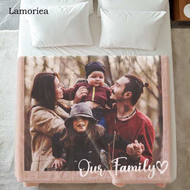 Personalized Family Portrait Blanket, Custom Photo Memorial Gift, Gift For Family, Christmas Mom Blanket - image 1