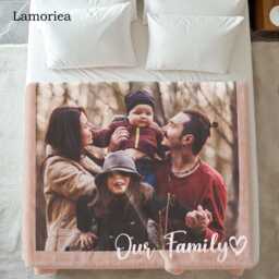 Personalized Family Portrait Blanket, Custom Photo Memorial Gift, Gift For Family, Christmas Mom Blanket