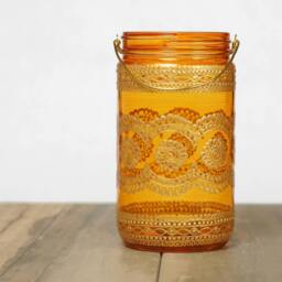Henna Candle Lantern Bohemian Decor, Personalized Mason Jar Light - thumbnail 3