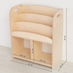 Wooden Montessori Bookshelf Front Facing Kid's Book & Toy Storage - thumbnail 4