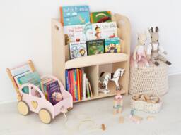 Wooden Montessori Bookshelf Front Facing Kid's Book & Toy Storage - thumbnail 1