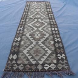 Short Kilem Runner Rug, 2x6'6 Afghan Beige Gray Turkmen Kilim Runner, Natural Veg Dyes Hallway Kitchen - thumbnail 2
