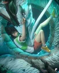 Chihiro & Haku - Spirited Away 3D Printed Figure 18 Scale - thumbnail 1