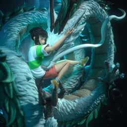 Chihiro & Haku - Spirited Away 3D Printed Figure 18 Scale - thumbnail 2