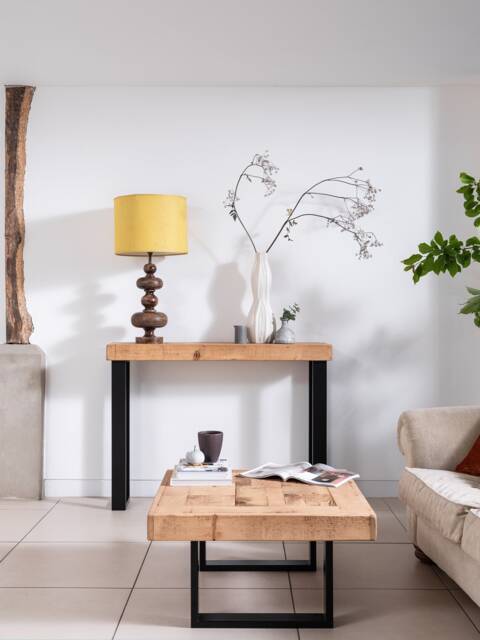 Boston Handmade Rustic Coffee Table - Industrial Square Legs, Solid Wood - image 1