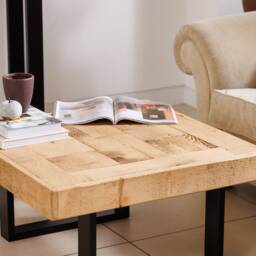 Boston Handmade Rustic Coffee Table - Industrial Square Legs, Solid Wood - thumbnail 4