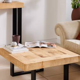 Boston Handmade Rustic Coffee Table - Industrial Square Legs, Solid Wood - thumbnail 3