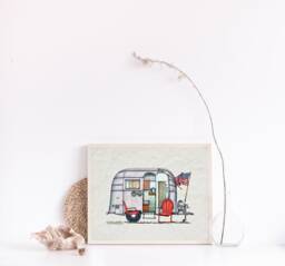 Air Stream Camper - Travel Trailer Van Vanlife Happy Art Print Whimsical Wall Decor Glamping - thumbnail 1