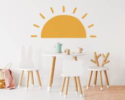 Half Sun Wall Decal - Sunshine Stickers, Boho Nursery, Kids Room Art, Playroom Decor - thumbnail 1