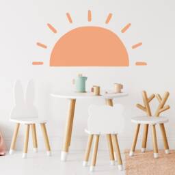 Half Sun Wall Decal - Sunshine Stickers, Boho Nursery, Kids Room Art, Playroom Decor - thumbnail 3