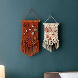 Macrame Earring Hanger, Boho Tapestry, Wall Hanging, Organizer, Gifts For Her, Jewelry Storage, Holder I51 - thumbnail 1