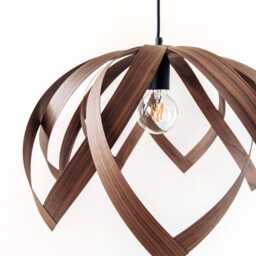 Wooden Pendant Lamp Skaed - Walnut Handmade Scandinavian Design - thumbnail 2