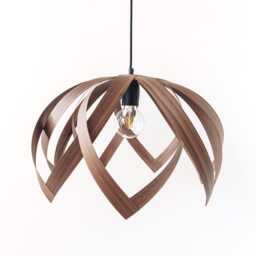Wooden Pendant Lamp Skaed - Walnut Handmade Scandinavian Design - thumbnail 3