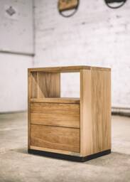 Modern Industrial Nightstand, Handmade Bedside Furniture, Minimalist Bedroom Storage, Rustic Wood Accents - thumbnail 1