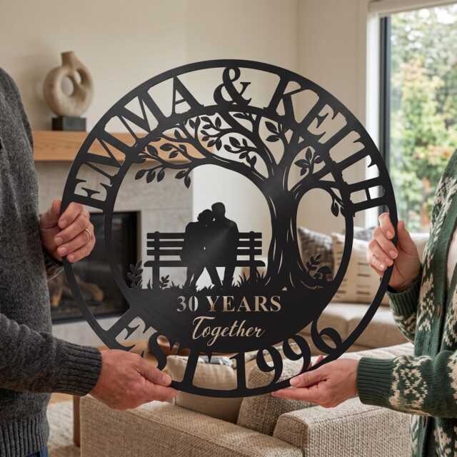 Personalized Couple Metal Sign, Custom Tree Of Life Wall Art, Romantic Anniversary Gift For Parents - image 1