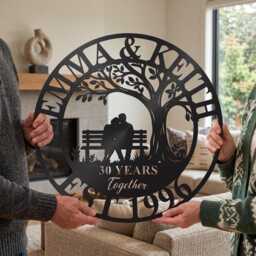 Personalized Couple Metal Sign, Custom Tree Of Life Wall Art, Romantic Anniversary Gift For Parents - thumbnail 1