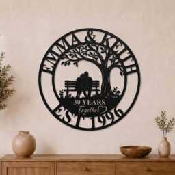 Personalized Couple Metal Sign, Custom Tree Of Life Wall Art, Romantic Anniversary Gift For Parents - thumbnail 2