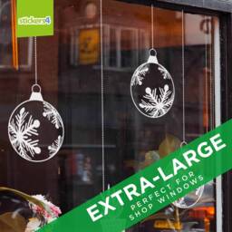 Snowflake Bauble Window Clings Extra Large Xmas Decor - Set Of 6 - thumbnail 2