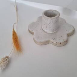 Candle Stick Holder Speckled Artisan Ceramic Fall Candle, Handmade Home Decor - thumbnail 2