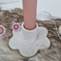 Candle Stick Holder Speckled Artisan Ceramic Fall Candle, Handmade Home Decor - thumbnail 4