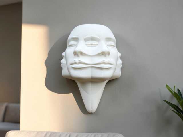 Abstract Face Wall Sculpture, Multi 3D Art, Modern Minimalist Decor, Contemporary Home Decor - image 1