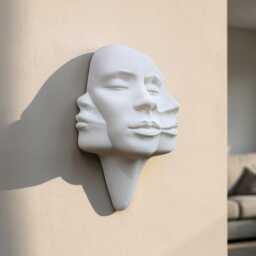 Abstract Face Wall Sculpture, Multi 3D Art, Modern Minimalist Decor, Contemporary Home Decor - thumbnail 3