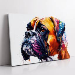 Boxer Abstract Dog Pet Animal Painting Splatter Wall Art, Framed Canvas Poster Print, Home Kitchen Office Room Decor, Family Gifts - thumbnail 2