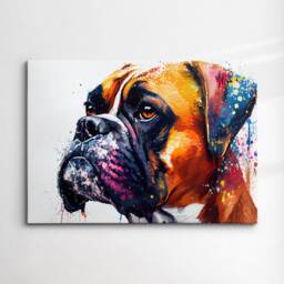 Boxer Abstract Dog Pet Animal Painting Splatter Wall Art, Framed Canvas Poster Print, Home Kitchen Office Room Decor, Family Gifts - thumbnail 3