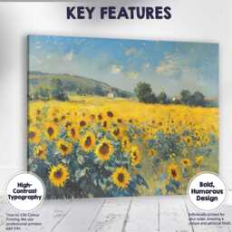 Bright Sunflower Field Summer Countryside Landscape Canvas Wall Art Print Decor Picture Ready To Hang - thumbnail 1