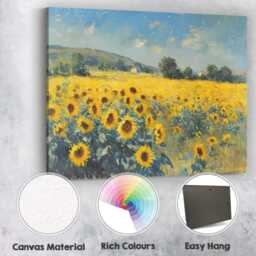 Bright Sunflower Field Summer Countryside Landscape Canvas Wall Art Print Decor Picture Ready To Hang - thumbnail 2