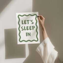 Let's Sleep In, Unframed Card Art Print, Bedroom Wall Decor, Sage Green & White - thumbnail 2