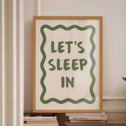 Let's Sleep In, Unframed Card Art Print, Bedroom Wall Decor, Sage Green & White - thumbnail 3