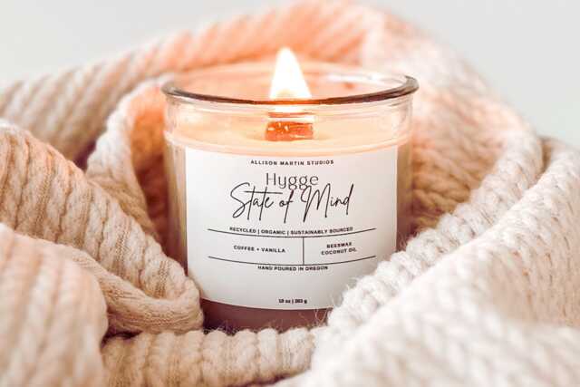 Cozy Coffee & Vanilla Beeswax Candles, Homemade With Essential Oils, 10 Oz Crackling Wood Wick Candle, Aromatherapy Candle For Book Lover - image 1