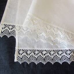 White Linen Curtain Cafe Curtains With Lace Edge Trim Window Panel French Country Kitchen Curtain.custom - thumbnail 2