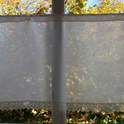 White Linen Curtain Cafe Curtains With Lace Edge Trim Window Panel French Country Kitchen Curtain.custom - thumbnail 4