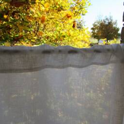 White Linen Curtain Cafe Curtains With Lace Edge Trim Window Panel French Country Kitchen Curtain.custom - thumbnail 3
