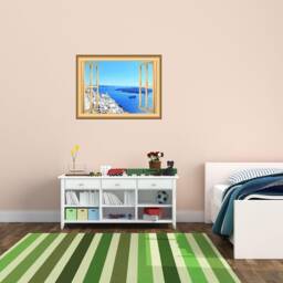 Ocean Side Landscape Window Frame Vinyl Wall Art - Vwaq Nw11