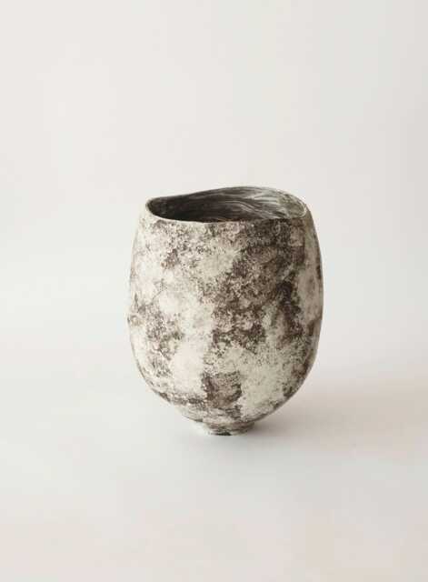 Handmade Wabi Sabi Ceramic Vase Textured Black & White Sculptural Vessel - image 1