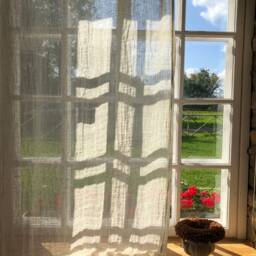 Off White Rustic Gauze Linen Curtain Panel, Window Curtains, Sheer Drapes, Long Curtain, Boho Curtains - thumbnail 2