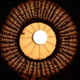 Rattan Hanging Lantern - Rustic Pendant Light, Natural Woven Shade - thumbnail 3