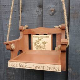 Personalised Swing Seat Bird Feeder Table Hanging Food Birdhouse Garden Decor Memory Maker Mothers Day Gift Birthday Parrot Table - thumbnail 3
