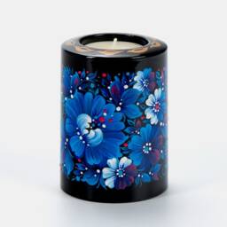Ukrainian Hand Painted Tea Light Candle Holder, Christmas Tealight Candlestick Petrykivka Gift Ukraine Seller, S211 - thumbnail 3