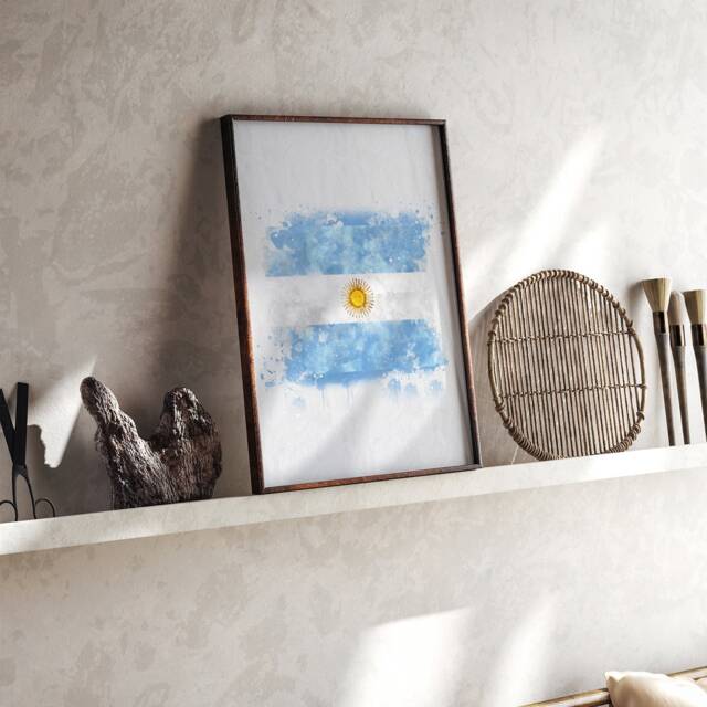 Argentina Watercolor Flag Wall Art Print - Argentinian