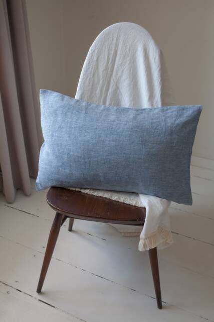 Blue Melange Linen Pillowcase, Soft Stonewashed Cover, Pillow Cover With Envelope Closure, Bedding - image 1