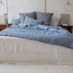 Blue Melange Linen Pillowcase, Soft Stonewashed Cover, Pillow Cover With Envelope Closure, Bedding - thumbnail 2