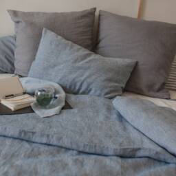 Blue Melange Linen Pillowcase, Soft Stonewashed Cover, Pillow Cover With Envelope Closure, Bedding - thumbnail 3