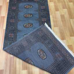 2.6x7 Gray Color Bokhara Rug - Runner Hallway Luxury Bukhara Fine Quality Woolen Afghan - thumbnail 4