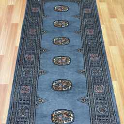 2.6x7 Gray Color Bokhara Rug - Runner Hallway Luxury Bukhara Fine Quality Woolen Afghan - thumbnail 3