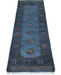 2.6x7 Gray Color Bokhara Rug - Runner Hallway Luxury Bukhara Fine Quality Woolen Afghan - thumbnail 1